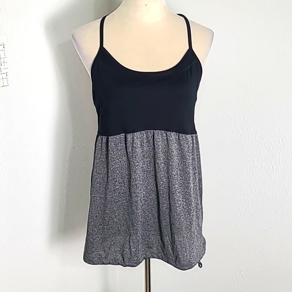 Champion Loose/Ample Black & Gray Top w/Drawstring Criss-Cross Straps, Size XL - Picture 1 of 9